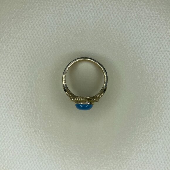 Handcrafted Vintage Blue Chalcedony Ring - Size 5.5 - Picture 8 of 8